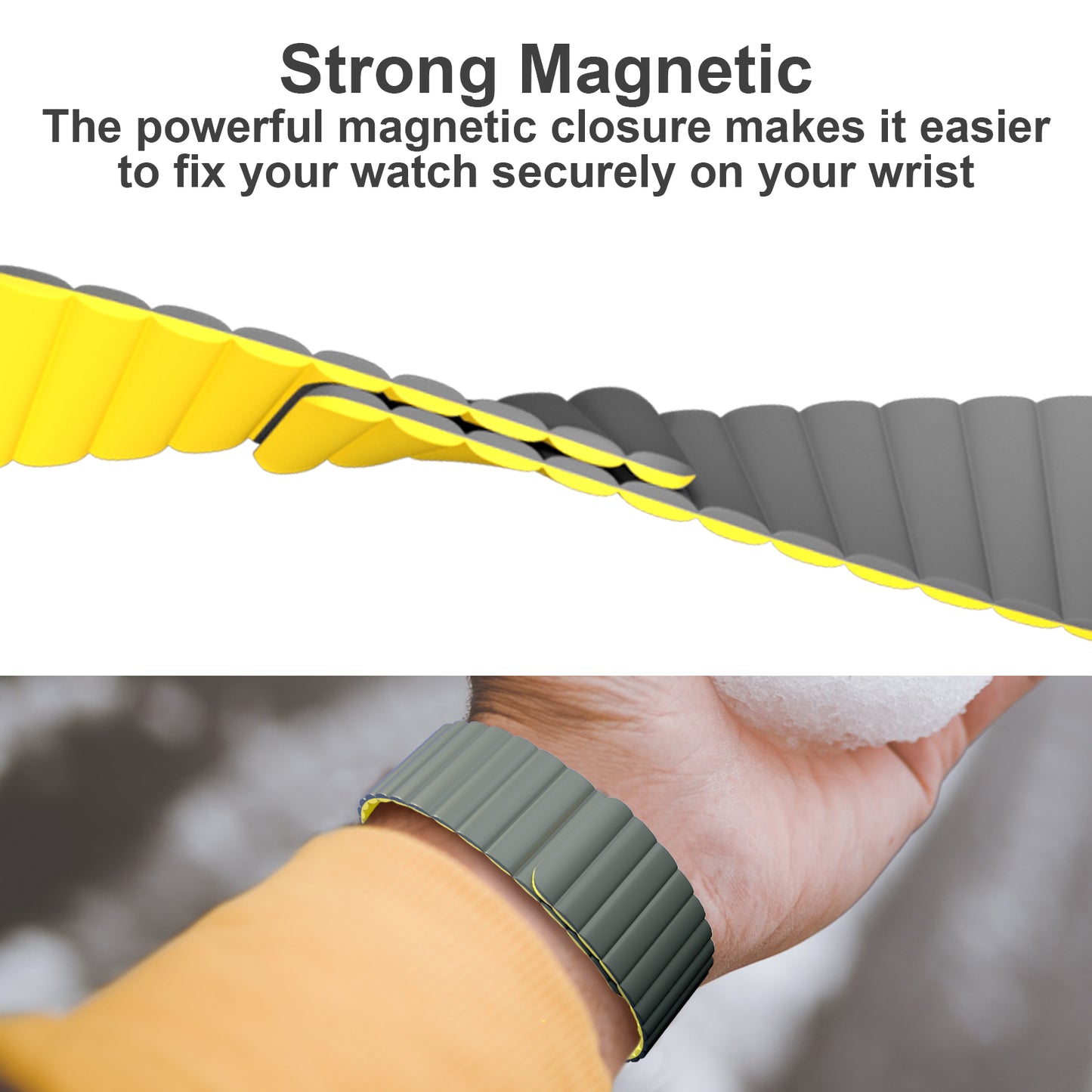 The powerful magnetic closure makes it easier to fix your watch securely on your wrist