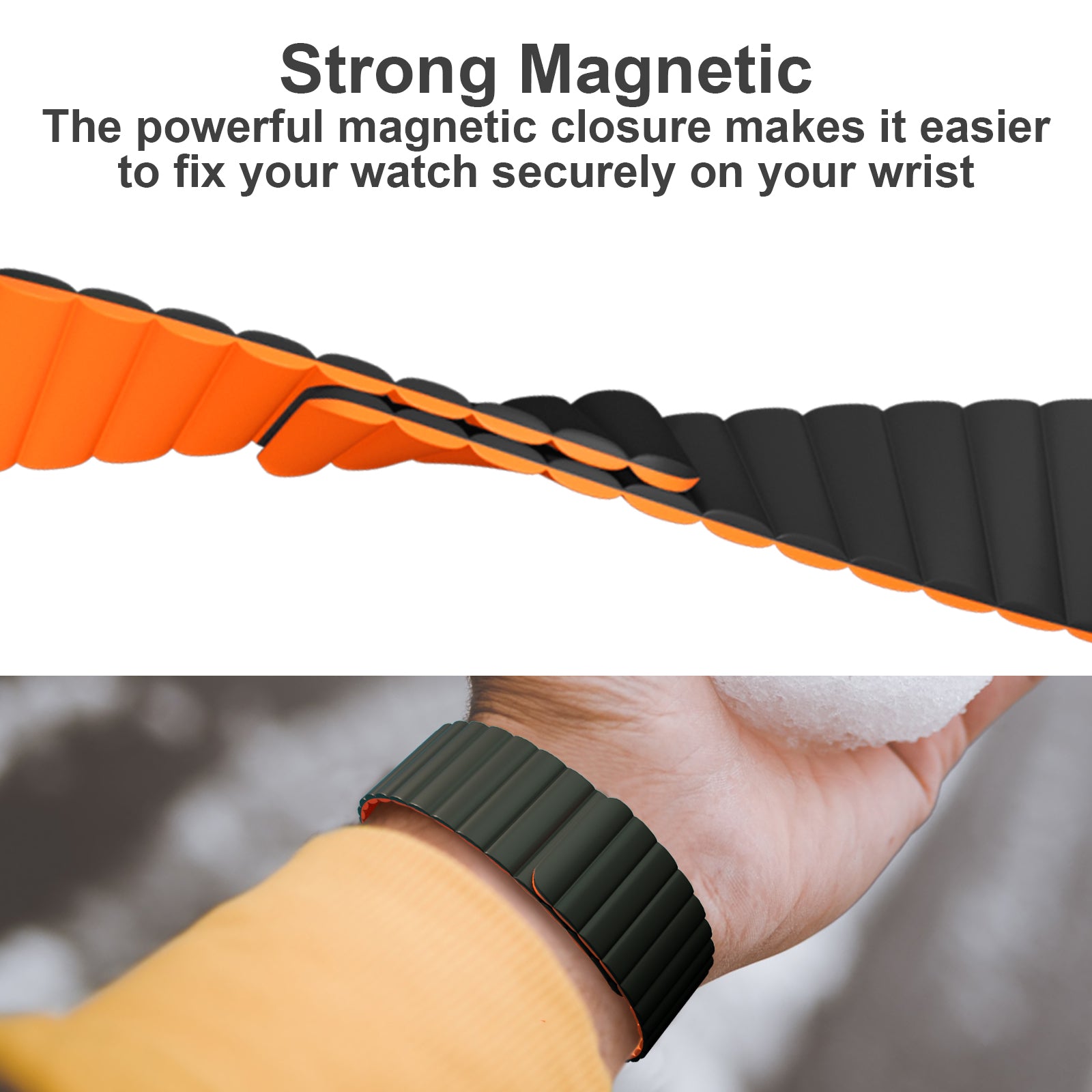The powerful magnetic closure makes it easier to fix your watch securely on your wrist